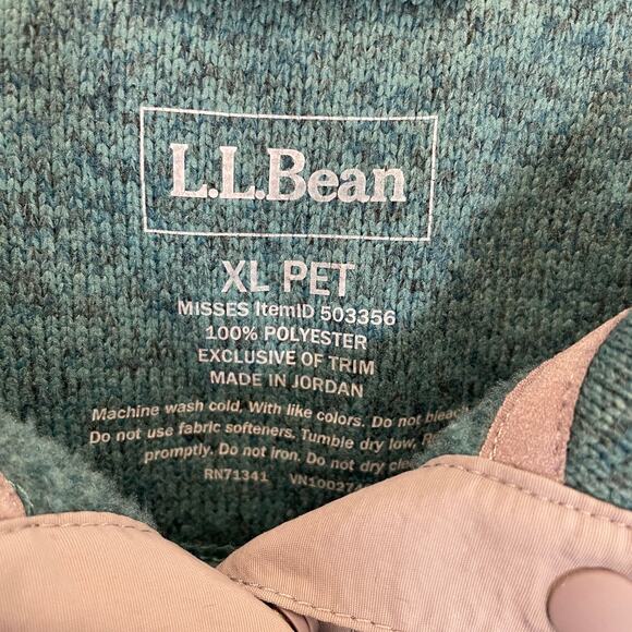 L.L. Bean Sweater Fleece Snap Neck Teal Gray Pullover Gorpcore Hiking XL Petite - Picture 3 of 6